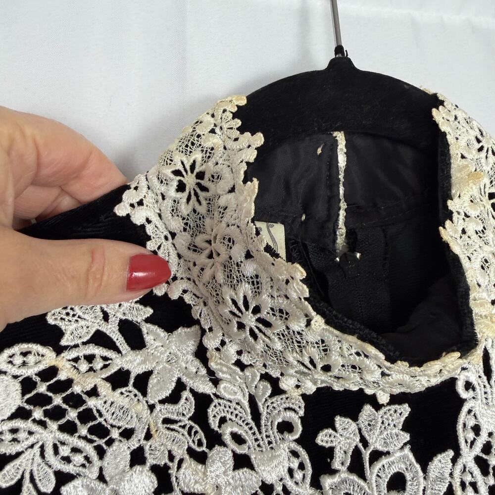 Vintage 1980s Gunne Sax Jessica McClintock Black Velvet Midi Dress Basque 9 - Picture 16 of 16